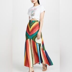 Farm Rio Rainbow Stripe Maxi Skirt XS